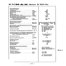 MAN Traktoren Technische Daten für Schlepper-Motoren