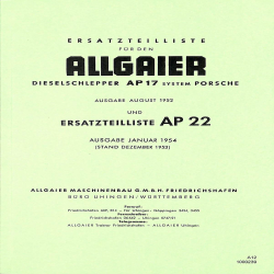 Ersatzteilliste für Allgaier Dieselschlepper AP17, onderdelenlijst