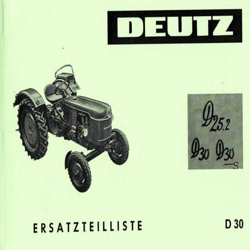 Ersatzteilliste Deutz D25.2 D30 D30S, onderdelen lijst 