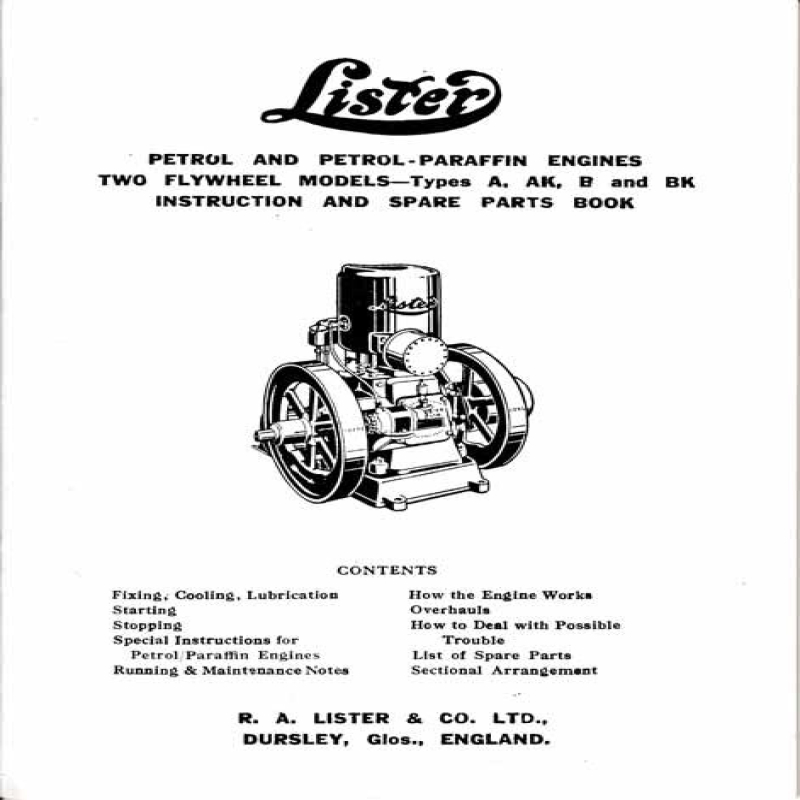 Lister Instruction and Spare Parts Book